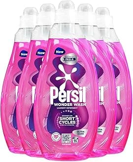 Wonder Wash Liquid Detergent Stain Removal Designed for Shortest Cycles Even in 15 Minutes Fast Acting Formula with PRO-S Technology 55 Washes 1.485 Litre, 5 Pack (Ultra Care)