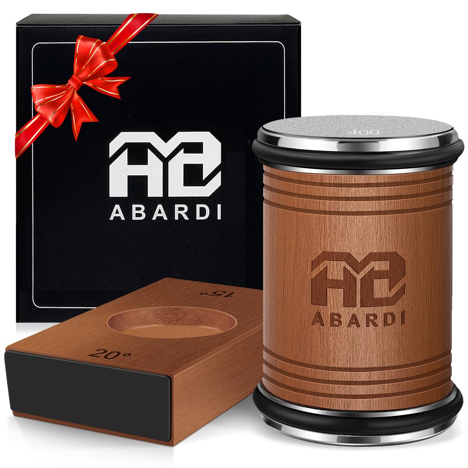 Rolling Knife Sharpener, Knife Sharpening with Diamonds Made Easy, Knife Sharpeners Kit with 15 & 20 Degree Magnetic Angle, Kitchen Gadgets Birthday Gifts for Men Dad Husband Fathers (Walnut)