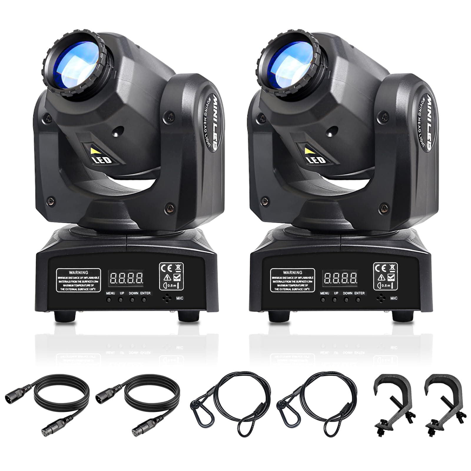 2Pack Moving Heads dj Lighting 30w Led Moving Head dj Lights for Parties, Mini GOBO Projector Lights for Spotlight Stage Light, Club Dance Spot Light DMX and Sound Activation for Party