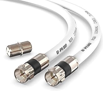 G-PLUG 40FT RG6 Coaxial Cable Connectors Set - High-Speed Internet, Broadband and Digital TV Aerial, Satellite Sky Cable Extension- Weather-Sealed Double Rubber O-Ring and Compression Connectors White