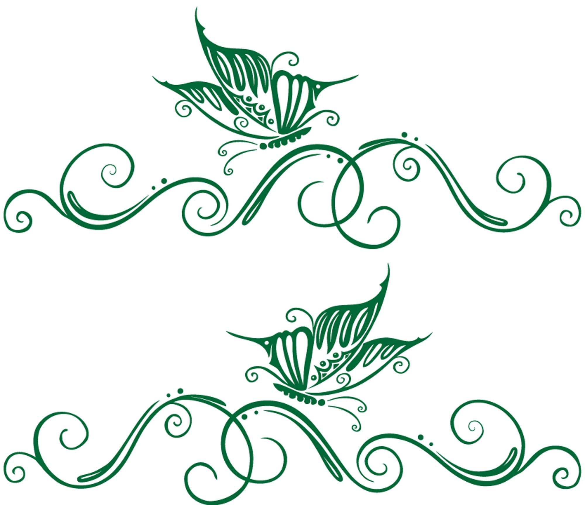 2 x Butterfly Stickers for Bonnet Boot or Car Windscreen (1x left/1x right) approx. 58 x 25 cm – Auto Decoration Car Sticker Car Tattoo Auto Car Flower Tendril