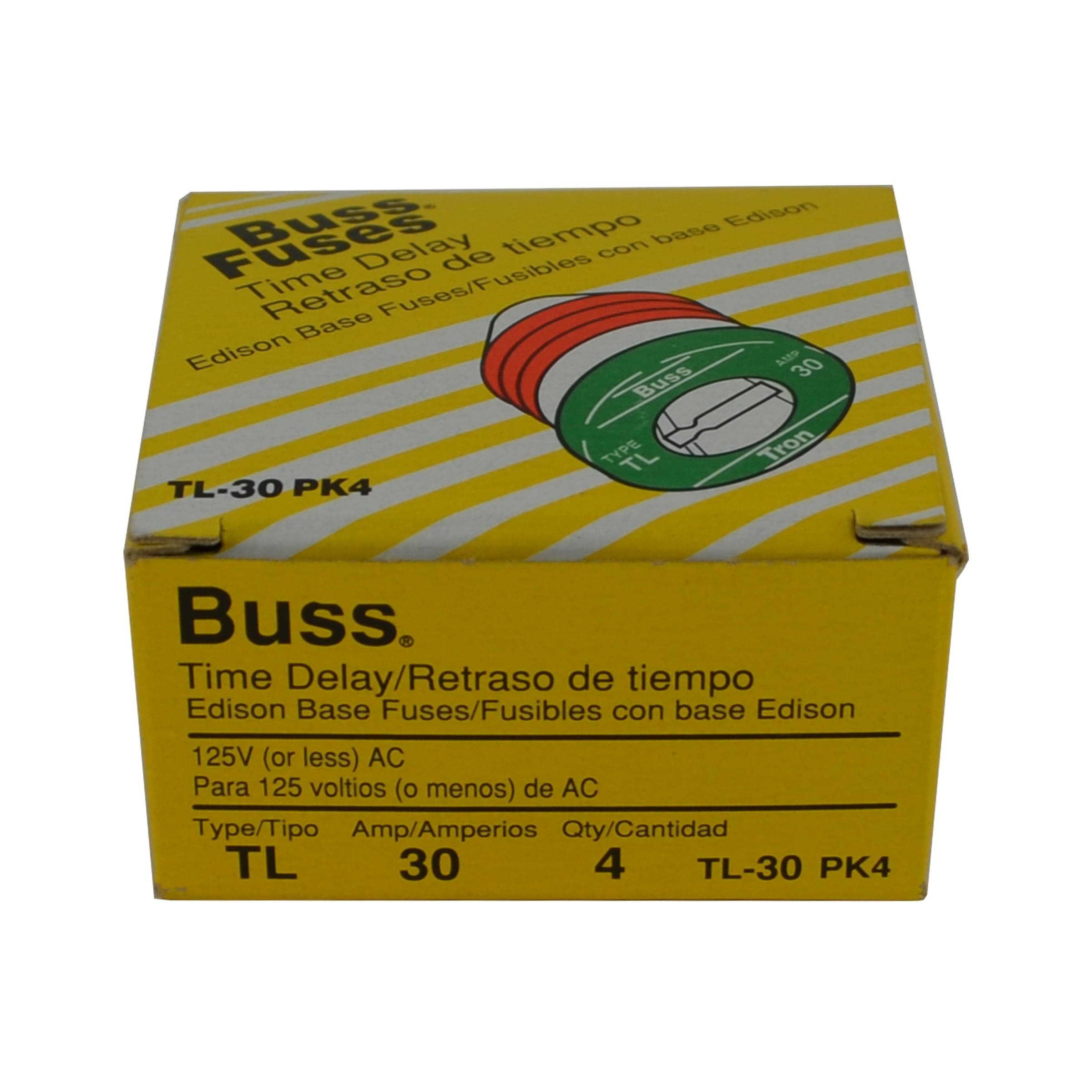 Bussmann TL-30PK4 30 Amp TL Edison Plug Time Delay Fuse 4 Count