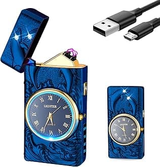 YOZWOO Electric Lighter Arc Lighters Rechargeable USB Lighter Plasma Windproof Flameless Candle Lighters with Dolphin LED Flashlight for Outdoor BBQ, Hiking, Camping(Blue)