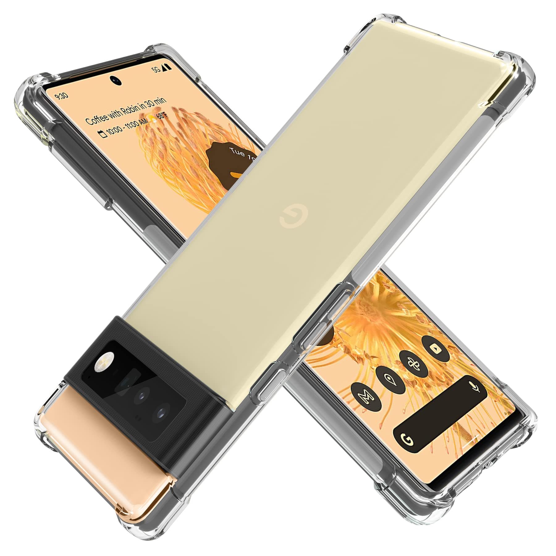 Cresee for Google Pixel 6 Pro Case, Crystal Clear Cover with Reinforced Corners Bumper Slim Fit Anti-Scratch Shockproof Flexible TPU Phone Case for Pixel 6 Pro 2021, Transparent