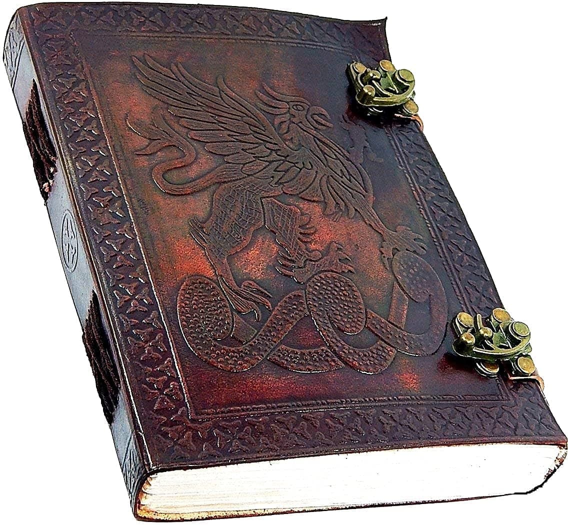 MONTEXOO Leather Dragon Journal Notebook with Lined Paper - Dungeons and Dragons Journal Diary Notebook Dnd Book Shadows for Men women 6 x 8 inch with 220 pages Brown
