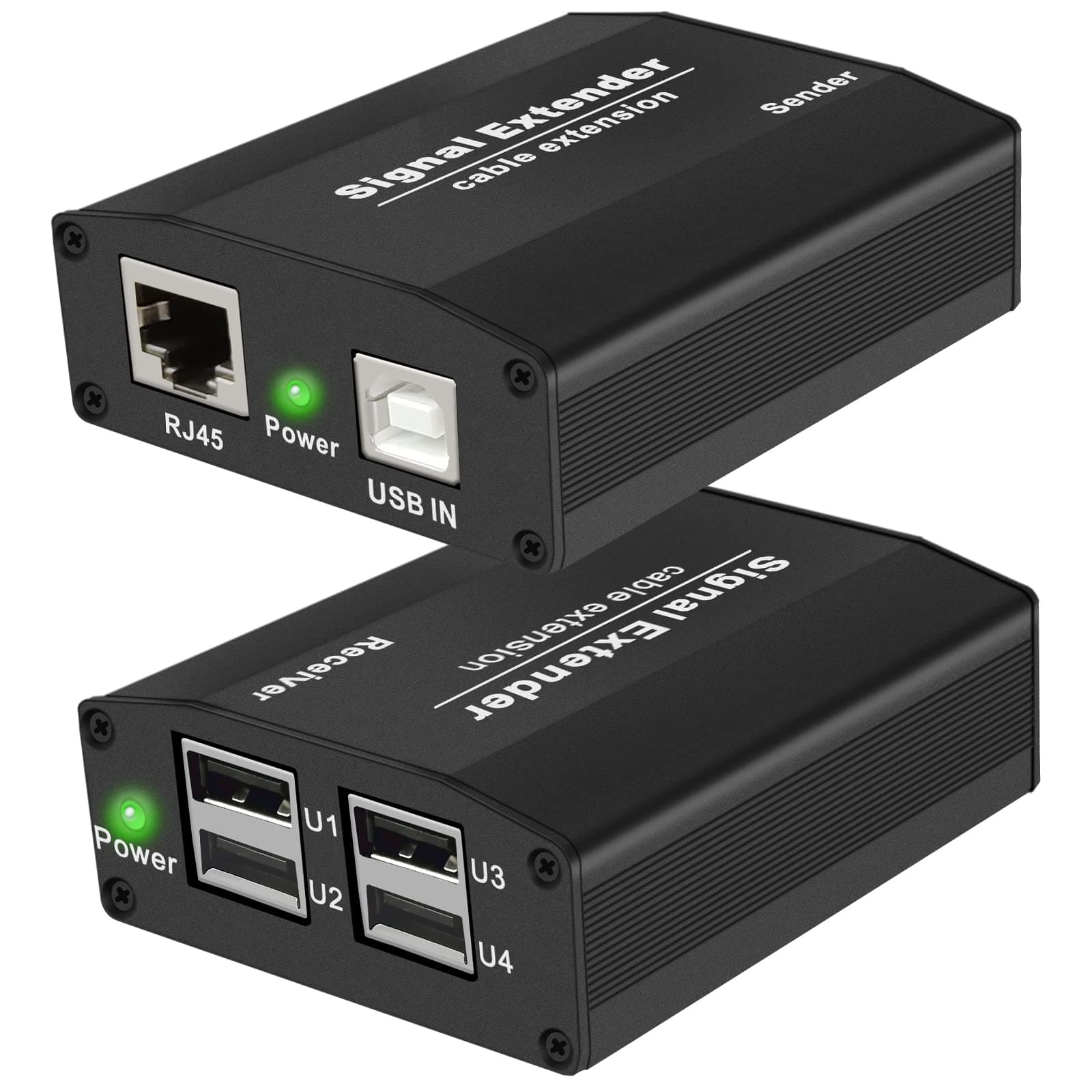 USB Extender Over Cat5/Cat6a, Up to 164FT(50m), 4 Powered USB Hub Over Ethernet, Plug and Play, No Driver, Works with Keyboards, Mouse, Webcams, Printers