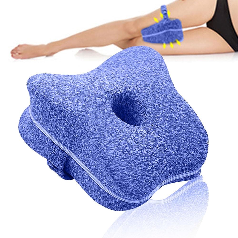 JZS Leg Knee Pillow Memory Foam Leg Support Pillow for Side Sleepers with Elastic Strap Soothing Pain Relief for Back, Hips, Knees, Joints Leg Pillow with Washable Cover