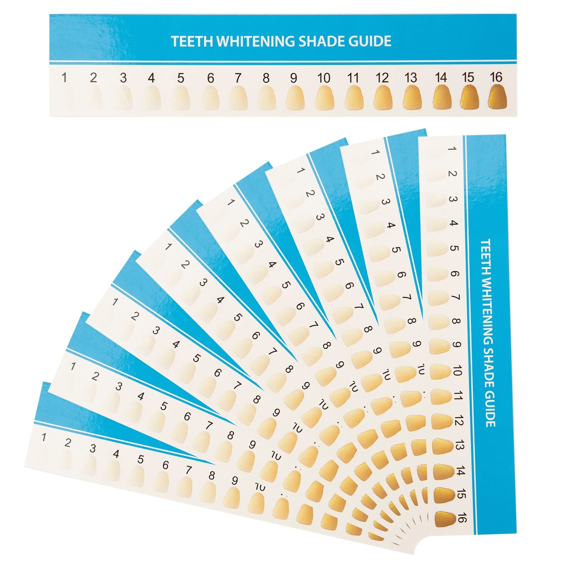 Framendino, 50 Pack Paper Teeth Shade Guide Whitening Comparing Chart for Home Care