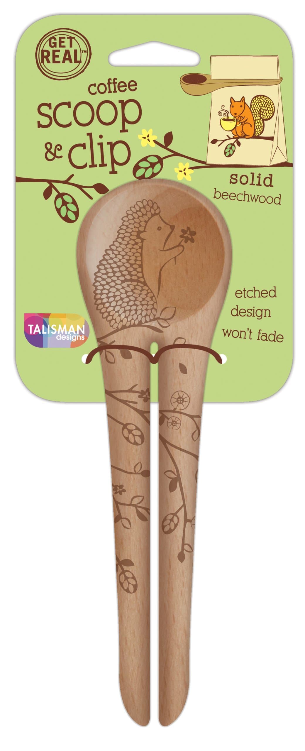 Talisman DesignsTalisman Designs Get Real Solid Beechwood Coffee Scoop/Clip, Woodland