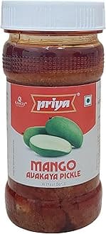 Priya Mango Avakaya Pickle without Garlic, Total 400gms (Pack of 2) 200g Each - Homemade Avakai Aam Achar - Traditional South Indian Taste…