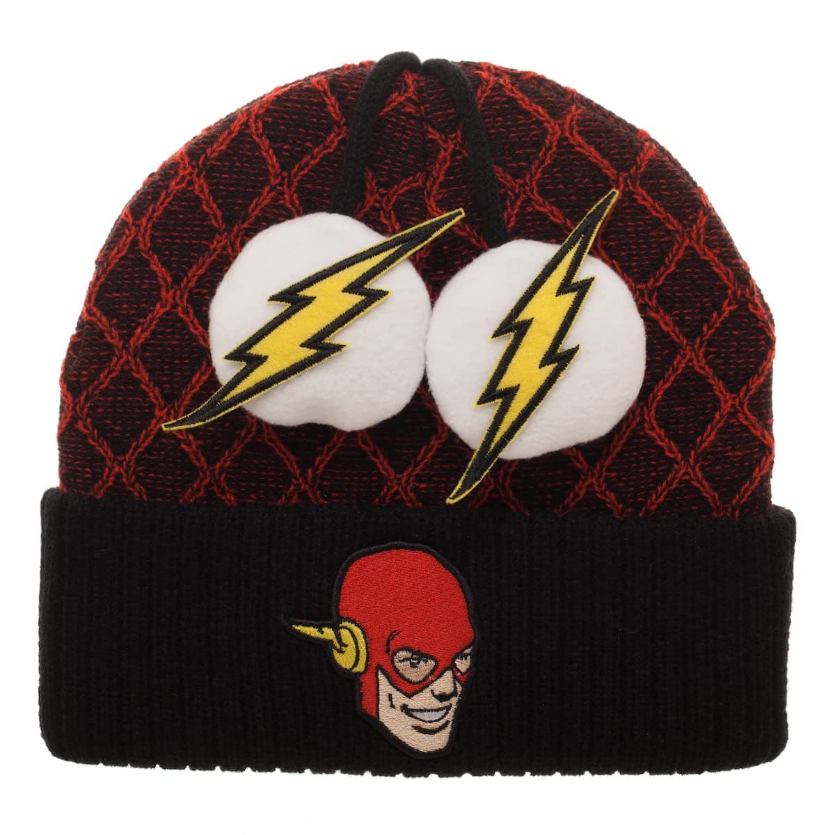 Dc Comic Book Flash Symbol & Character Cuffed Winter Beanie Black