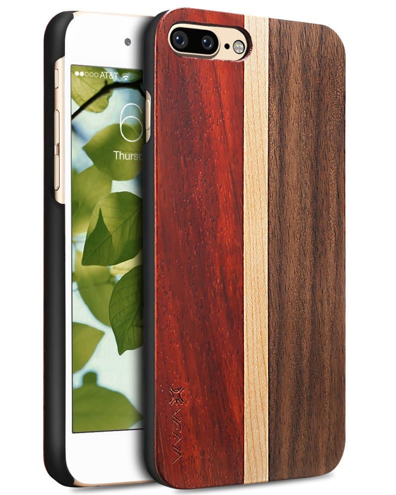 iPhone 8 Plus Case, VENA [NEU Unity] Wooden Cover Slim Genuine Wood Backplate Hybrid Case for Apple iPhone 8 Plus / 7 Plus (5.5") - Rosewood / Maple / Walnut Wood