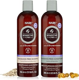 HASK Sensitive Care Shampoo + Conditioner Set | Fragrance-Free, Paraben-Free, Sulfate-Free, Gluten-Free, Vegan, Cruelty-Free, Color Safe | 12oz each