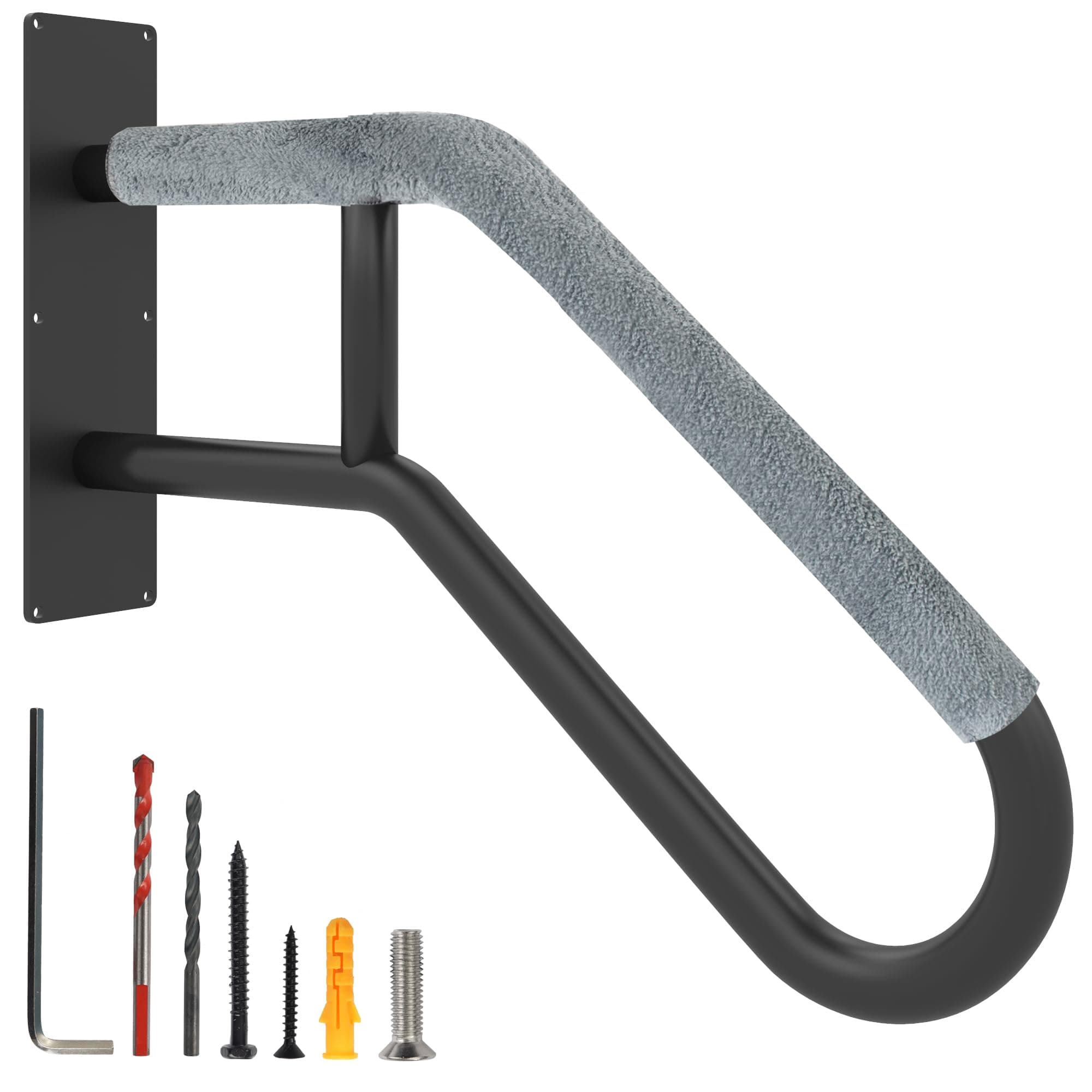 Handrails for Outdoor Steps Wall Mount - Grab Bars for Elderly，Stair Railing for 1-3 Steps，Matte Black Hand Rails for Stairs Kit for Kids, Elderly, Pregnant Women, Disabled