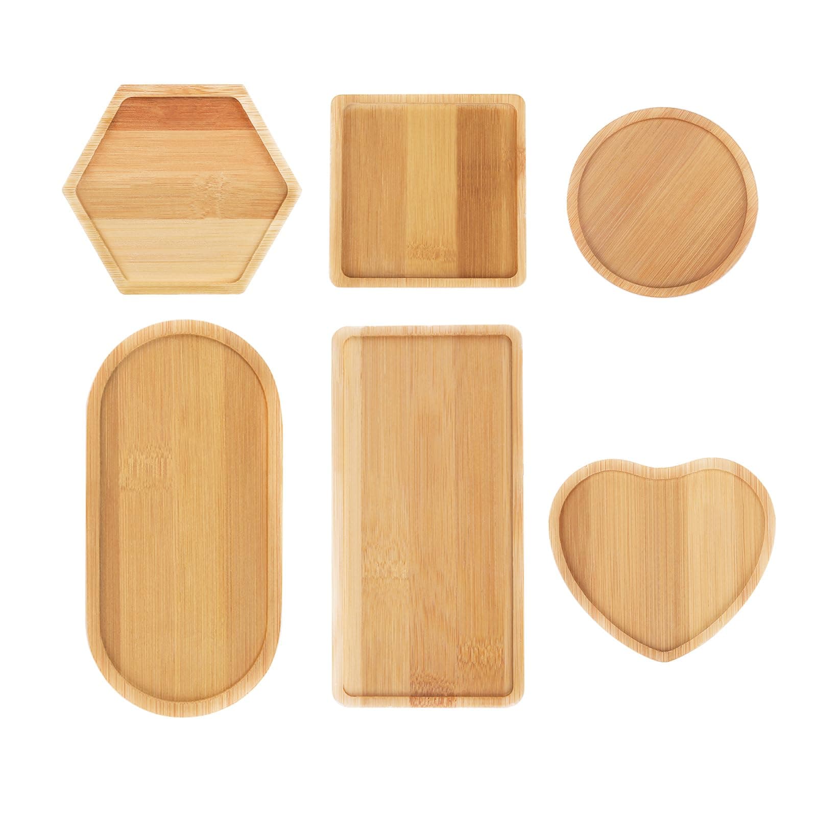 DIY Mosaic Bamboo Coasters, Blank Base Trays, Drinking Cup Coaster, Plant Coaster, Art Plate (6 Pack, mosaic tiles not included)