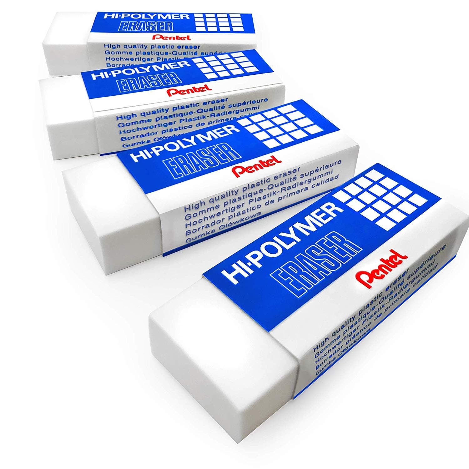 Hi-Polymer Jumbo Plastic Rubbers Erasers - White - Pack of 4