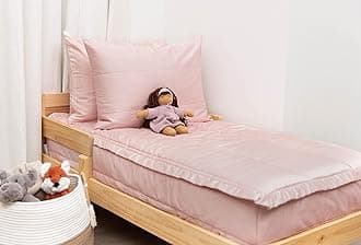Ella Zippered Bedding - Durable Zip-On Sheets & Comforter for Kids & Adults - Bed in a Bag - Easy Make Bedding - Minky Interior - Machine Washable - with Pillowcase & Sham - Pink - Toddler