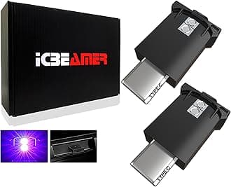 ICBEAMER Type C Adapters USB Ambient Light 2-Pack (Purple) | Smart Interface, Miniature LED Night Lights for Car Interior, Trunk, Van, Pickup, Easy Plug-in, Enhance Automotive Ambiance