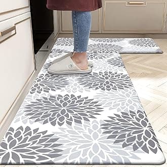 ishro home Premium Kitchen Mats for Floor | Kitchen Runner for Floor | 2 Pcs Set | Anti-Skid & Machine-Washable | (Breeze Grey)