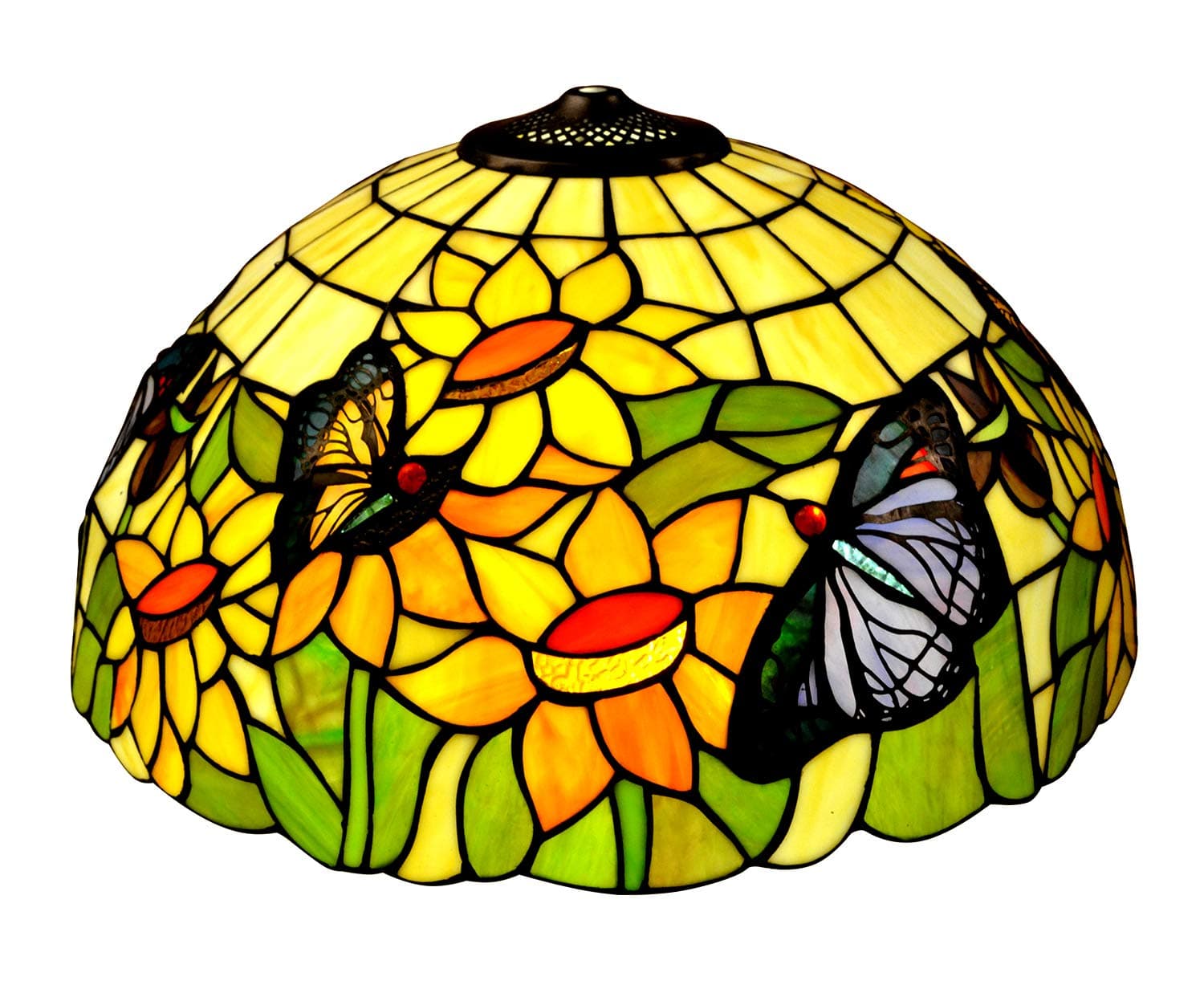 Premium Tiffany Style E-NTA055-U Butterfly Lampshade Replacement for Table Lamp and Floor Lights, 18-Inch Diameter, Multi-Colored, Stained Glass, Exclusion Accessories, Pack of 1 by NoBeiYi