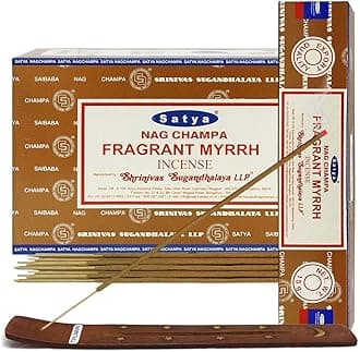 Fragrant Myrhh Incense Sticks and Incense Stick Holder Bundle Insence Insense Satya Incense