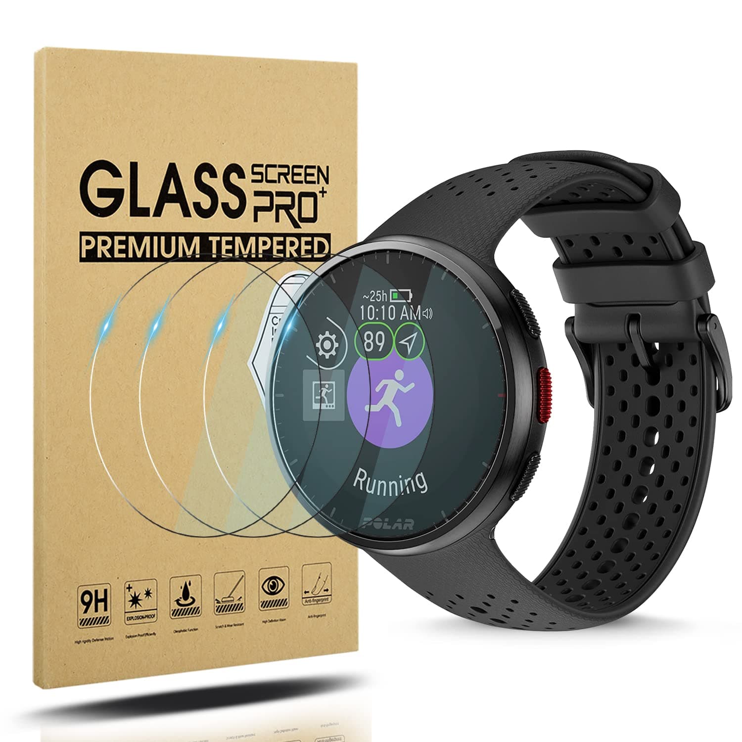 4-Pack Screen Protector for Polar Pacer Pro Tempered Glass Screen Protector,HD Anti-Scratch [9H Hardness Glass][[2.5D Radian Edge]