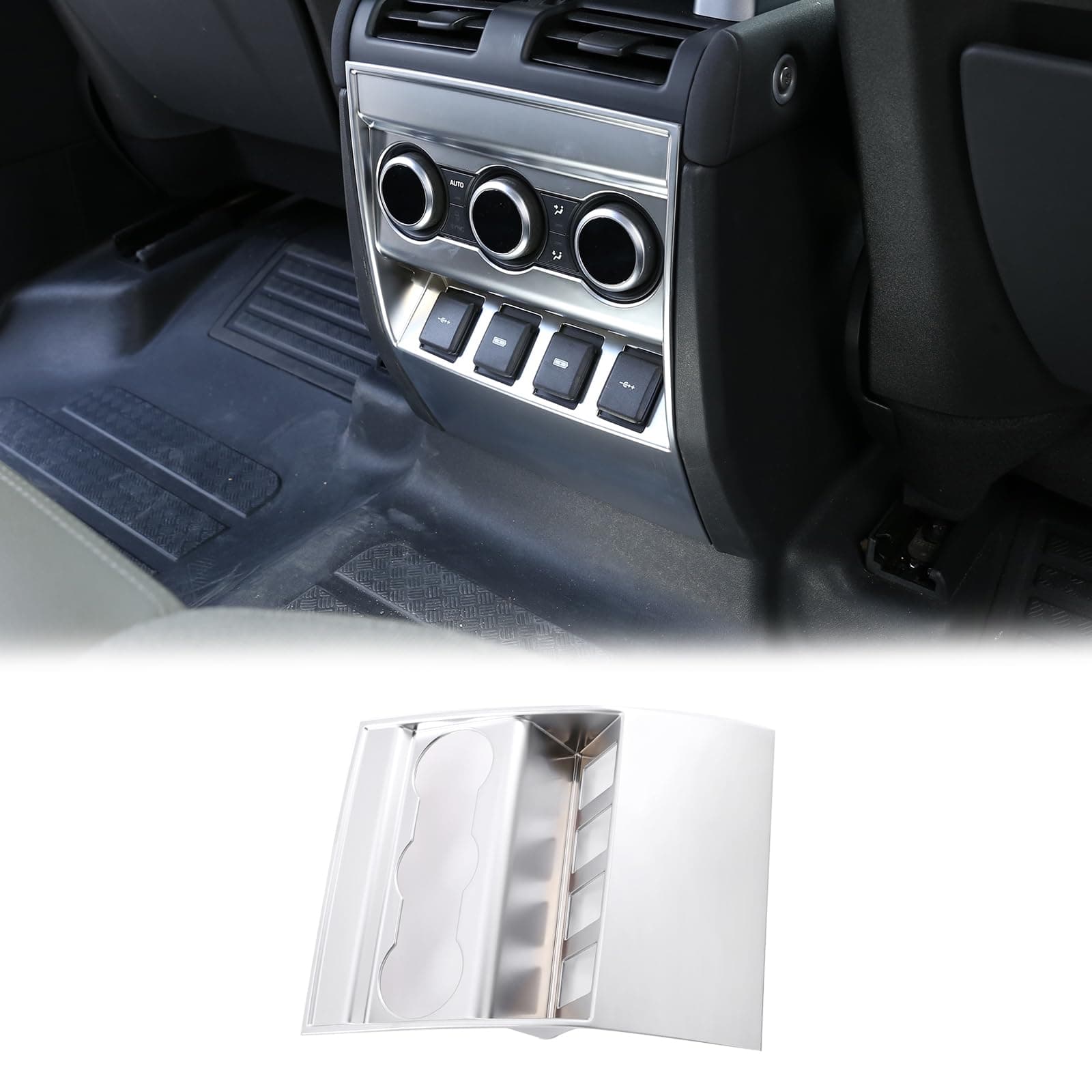Rear Air Vent Control Panel Cover for Land Rover Defender 2020-2023 Accessories, ABS Material Rear Air Condition Adjustment Panel Anti Kick Protective Cover (Sliver)