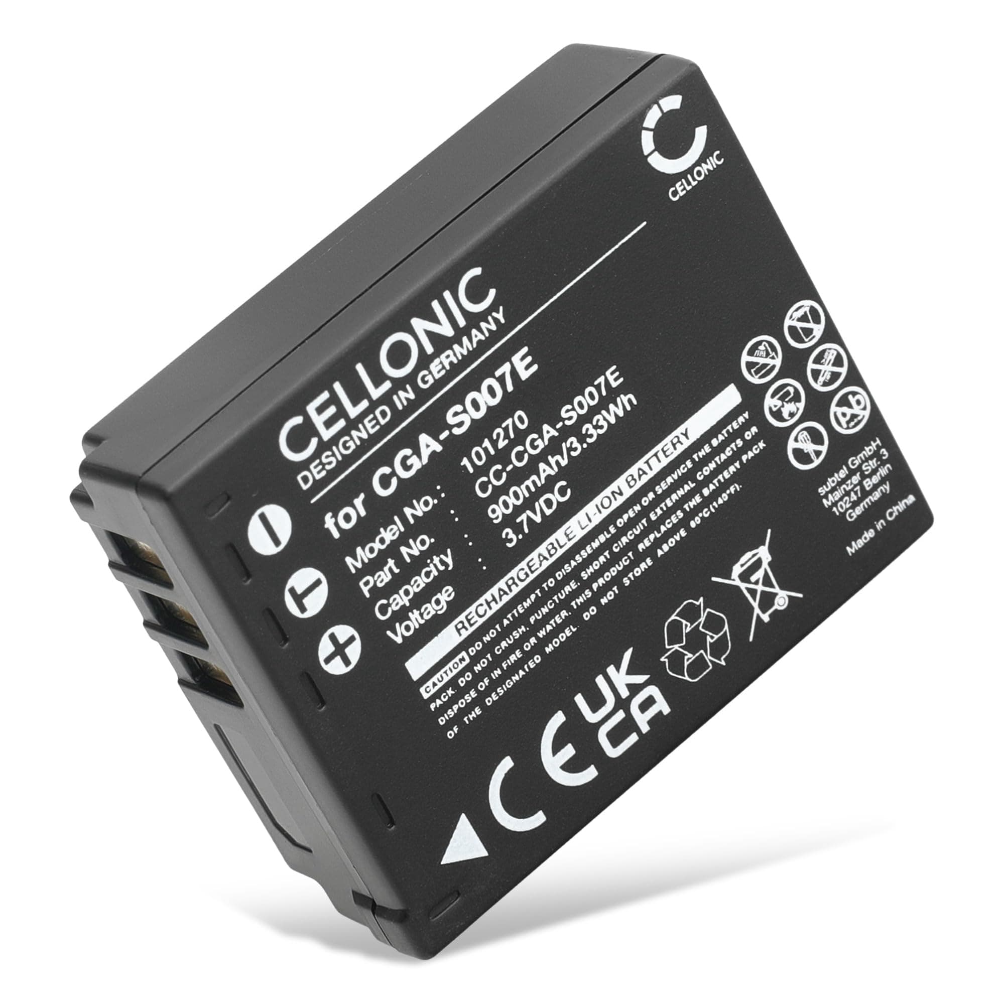 CELLONIC, Battery for Camera compatible with Panasonic Lumix DMC-TZ5, DMC-TZ3, DMC-TZ4 (3.7V, 900mAh)