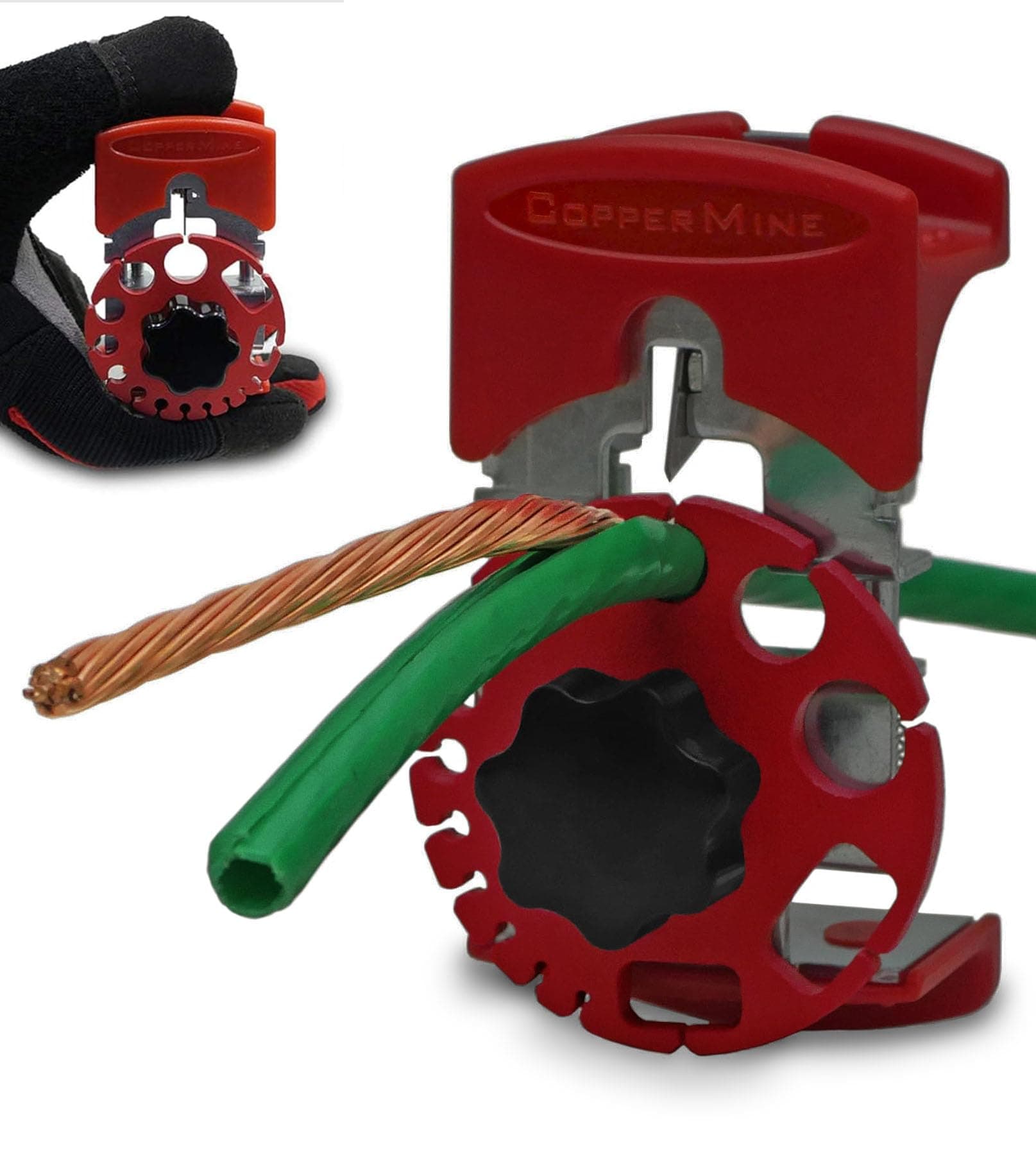 CopperMine Handheld Copper Wire Stripper – Portable Manual Wire Stripping Machine for Scrap Wire Recycling – Adjustable Cable Stripper Tool for 24 AWG to 10 AWG Copper Wire