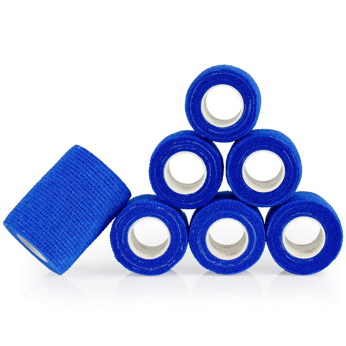 6 Rolls Cohesive Bandages 7.5cm x 4.5m, Elastic Adhesive Bandage Widedly Used in Medical, Sports and Veterinary Area - Blue