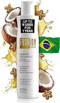 FASHION GOLD, Keratin Hair Treatment, 6 USES per Bottle, Keratina para Alisar el Pelo, Alisado Brasileño Keratina Permanente, Alisados Organicos SIN FORMOL, Nanoplastia, 300 grs