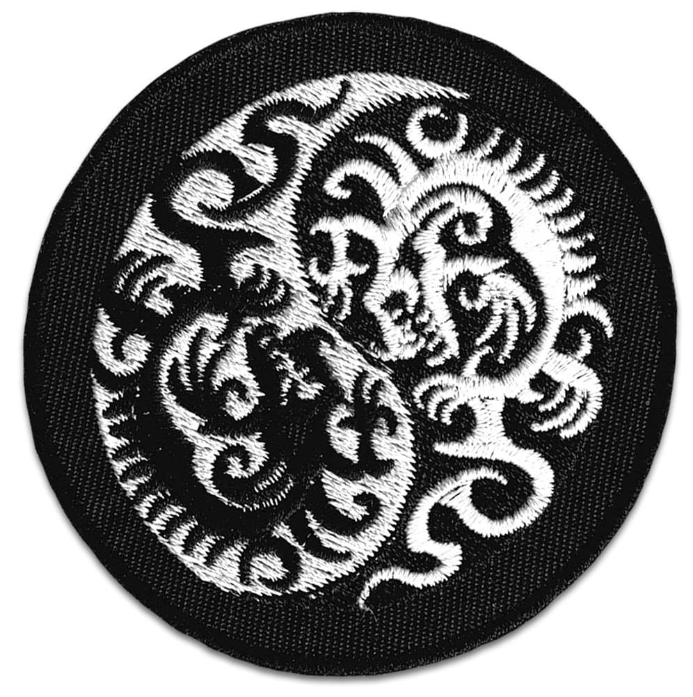 Wakapu Patch Yin & Yang Dragons Patch Iron On Sew On Embroidered Tattoo Irezumi Tebori Samurai Tao Shinto Martial Arts (White Small)