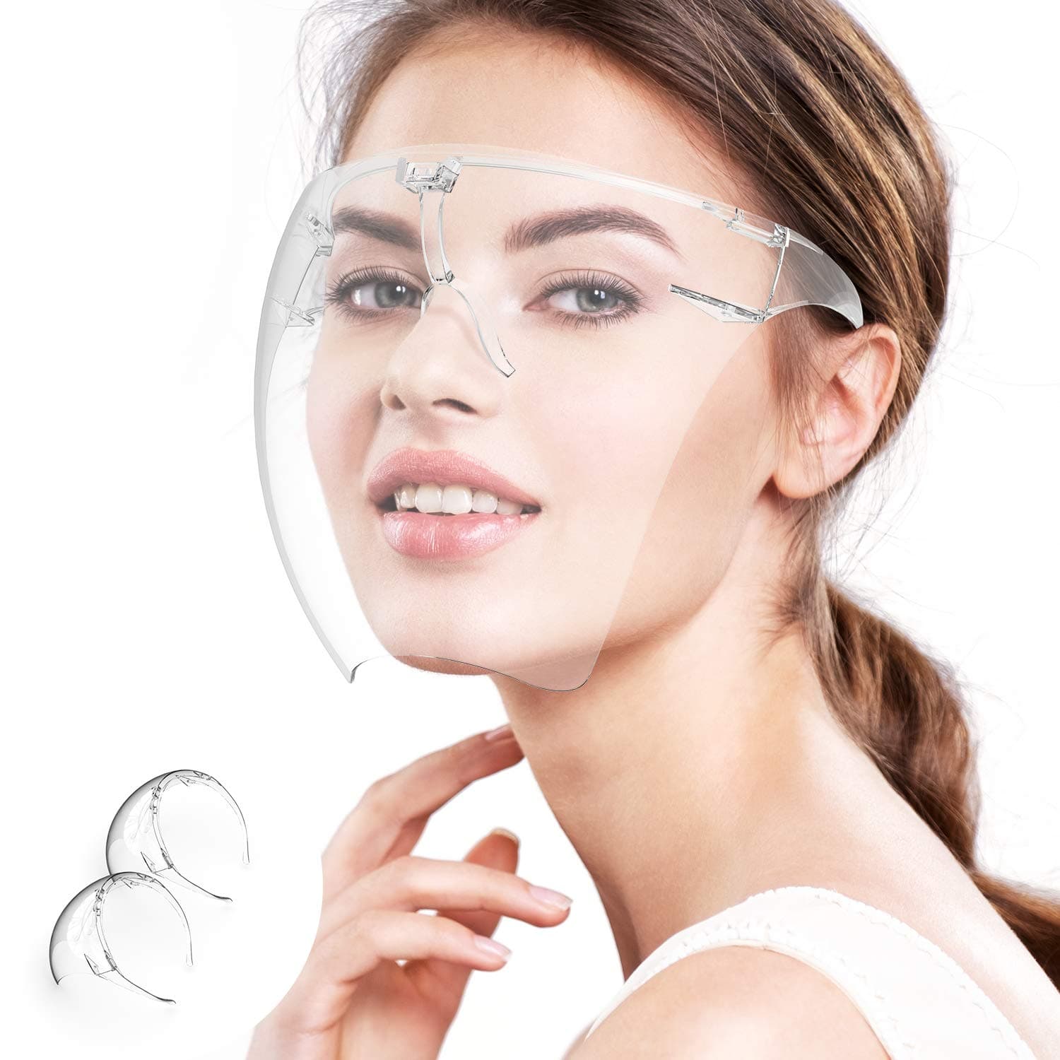 Wattne Face Shield, Clear Safety Face Shields with Frame Detachable Full Face Protective Reusable Goggle