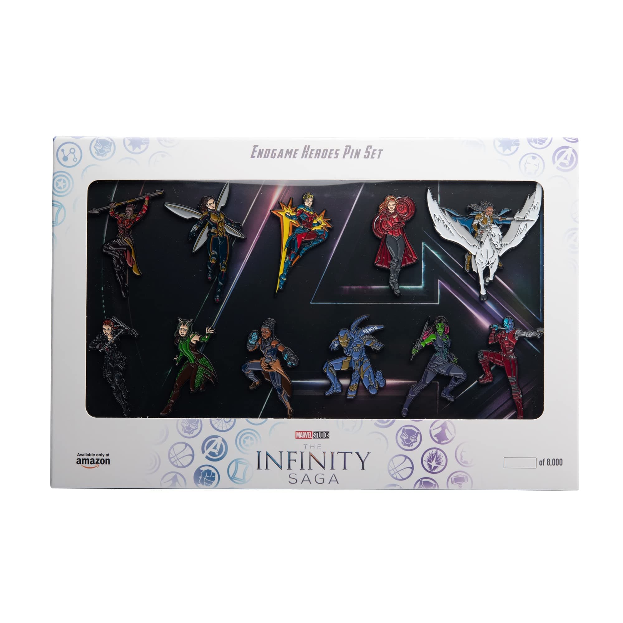 MarvelStudios: The Infinity Saga Endgame Heroes Metal-based and Enamel 11 Lapel Pin Set with Officially Licensed Window Box With Back Support (Amazon Exclusive)