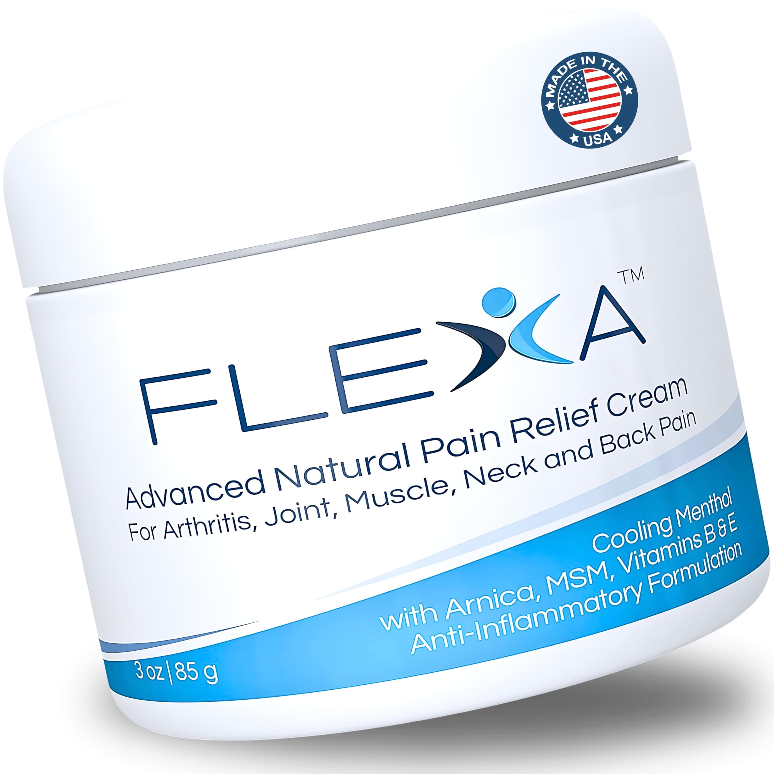 Natural Relief Cream - Use on Muscles, Back, Neck, and Joints - with Arnica, Menthol, MSM, Ilex Leaf, and Tea Tree Oil - 3 Oz Jar
