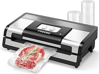 FRESKO Fully Automatic Vacuum Sealer Machine, Hands-Free Food Sealer with Dry/Moist Food Detection, 140 Watts, Built-in Cutter and Bag Storage