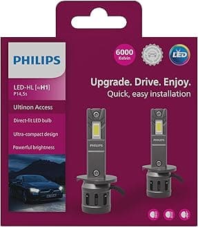 PHILIPS Ultinon Access LED car headlight bulb H1, ultra-compact direct-fit, 6000K, set of 2, White