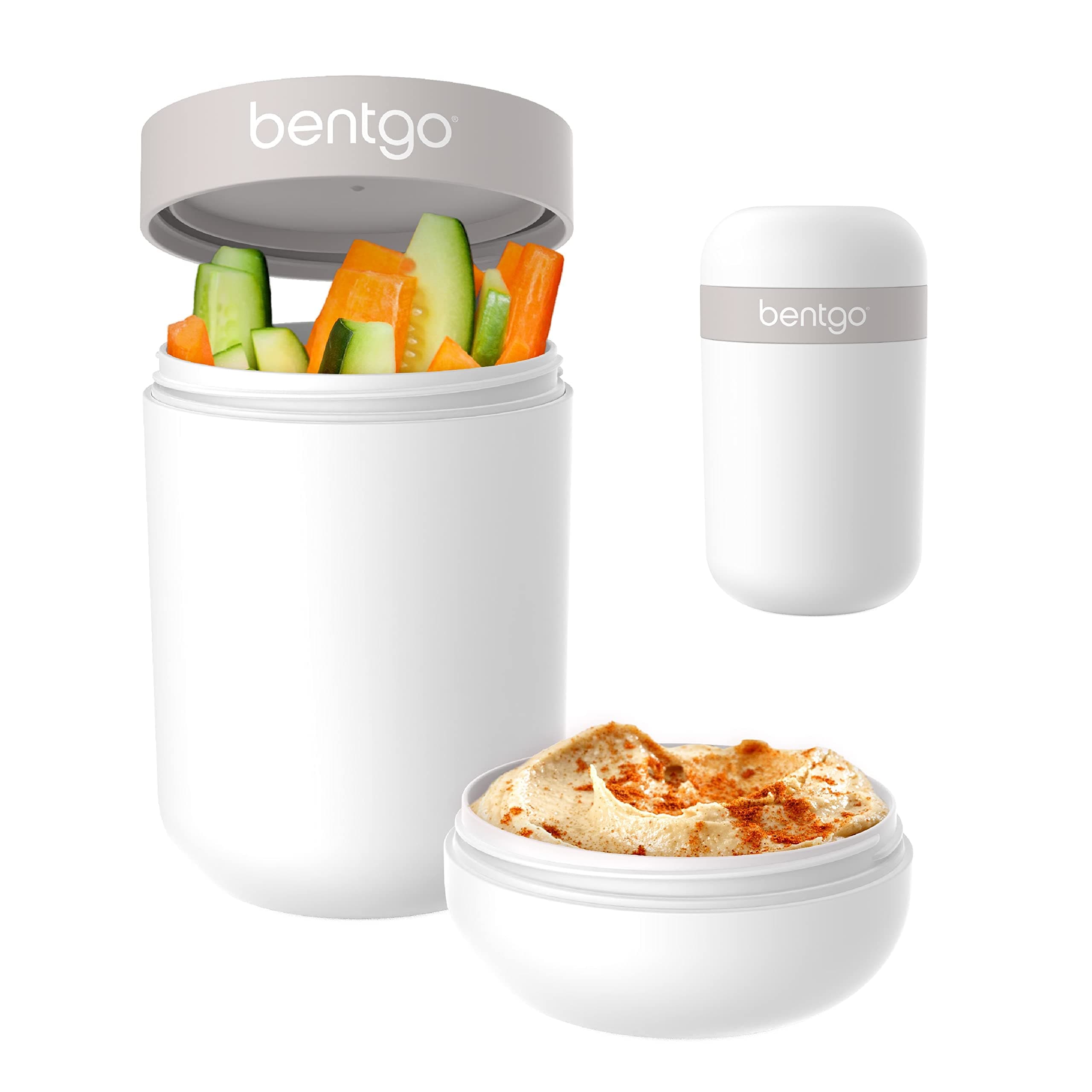 Bentgo® Snack Cup - Reusable Snack Container with Leak-Proof Design, Toppings Compartment, and Dual-Sealing Lid, Portable & Lightweight for Work, Travel, Gym - Dishwasher Safe (White)