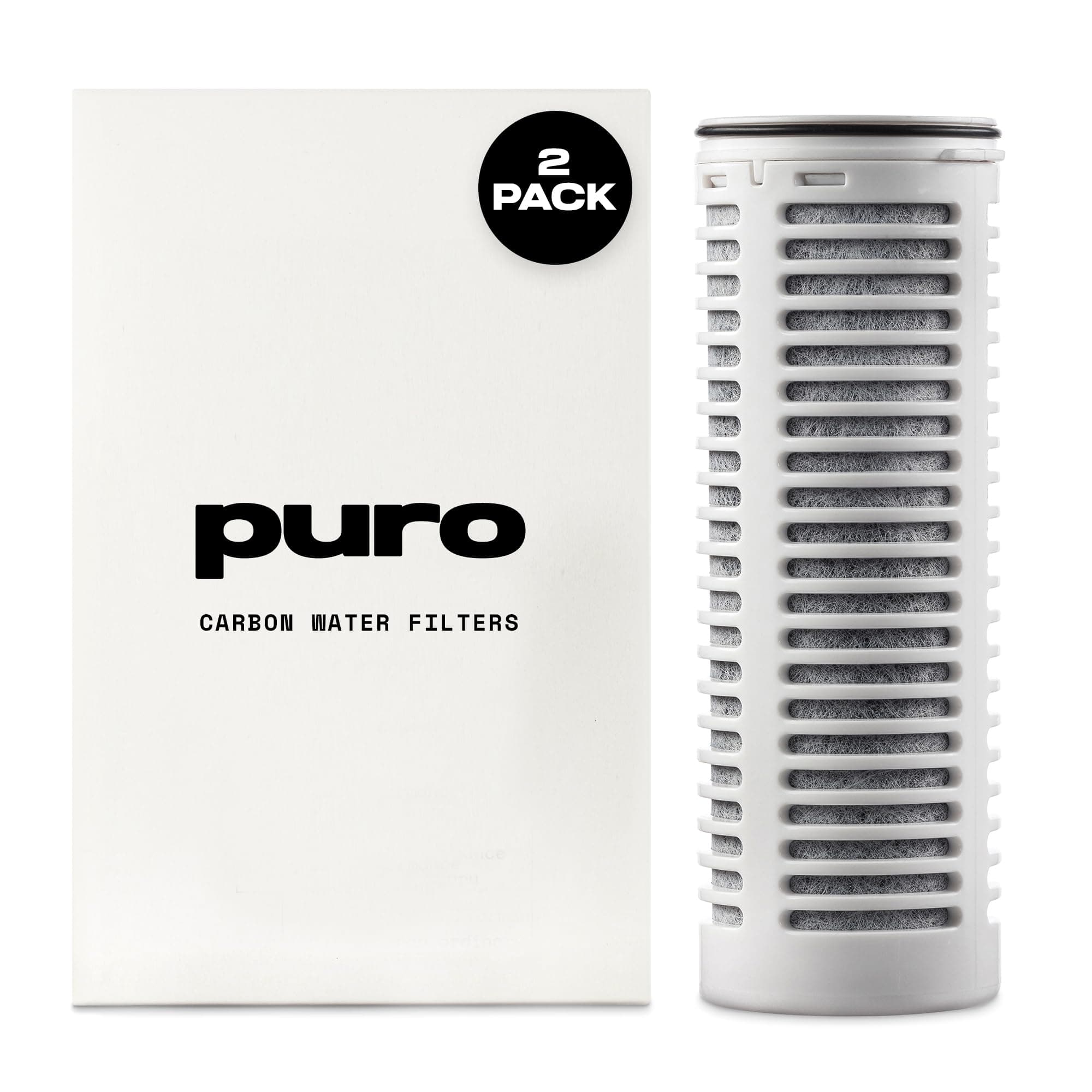 Puro Replacement Filter for Glass Pitcher - 2 PACK - Filters 200 Gallons - Long Lasting Filter - 400% Faster Filtering - Carbon Water Filter Removes Lead, Odors, Microplastics, Chlorine, Impurities