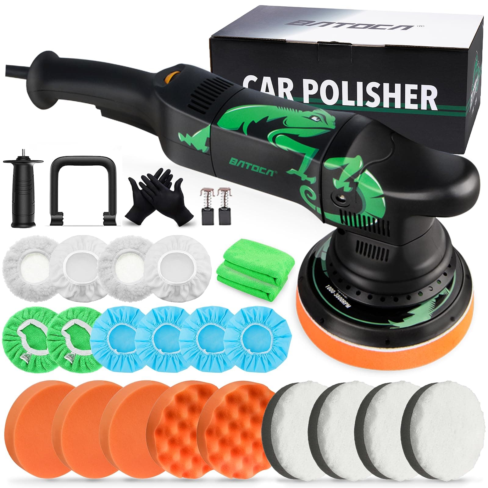Dual Action Car Polisher Buffer Sander Machine 700W Orbital DA Polishing Machine with 6-Inch 150mm Buffing Polish Pads Bonnets for Car Care Polishing Clean Car Polishing Kit 6 Variable Speeds