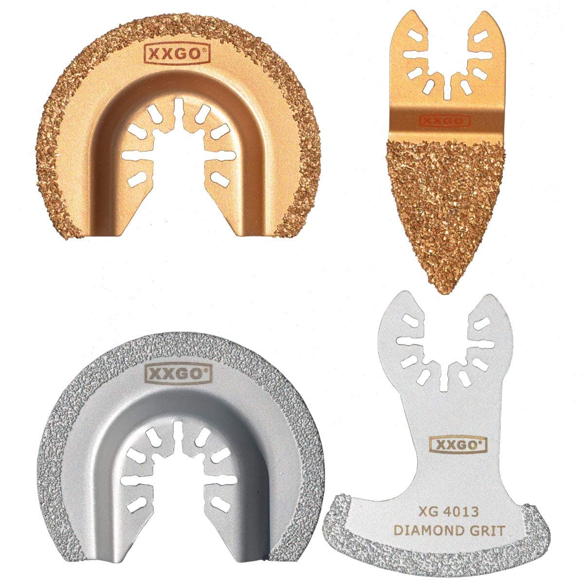 4 Pcs Diamond Carbide Oscillating Multi Tool Semi Circle Finger Segment Swing Grit Grout Saw Blades XG4004
