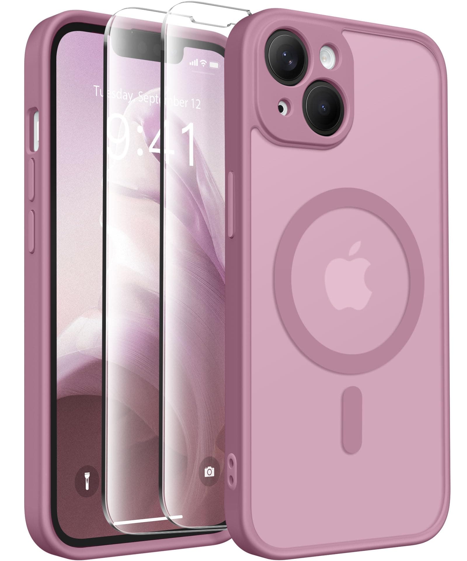 CAPRARO Magnetic for iPhone 14 Case, [Compatible with MagSafe] [Full Camera Protection] Shockproof Protective Slim Translucent Matte Phone Case for iPhone 14 6.1'', Black Currant