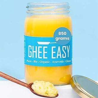 Ghee Easy 850g Organic Ghee from Grass-Fed Cows - Lactose Free Ayurvedic Ghee, Gluten Free - 100% European, No Additives- Certified Organic & Biodynamic