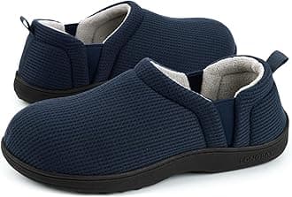 LongBay Men's Slippers Warm Bedroom House Shoes Slip-On Memory Foam Winter House Slippers for Indoor Outdoor