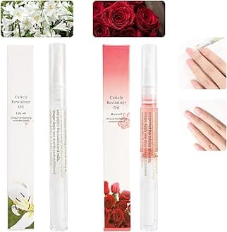 Meschett 2PCS Cuticle Oil Pens for Nail Care,Cuticle Revitalizer Oil Pen with Soft Brush,Cuticle Oil to Prevent Nail Cracking and Dry (Lily & Rose Flavor)