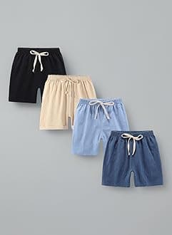 Boys' Summer Shorts Cotton, Pack of 4