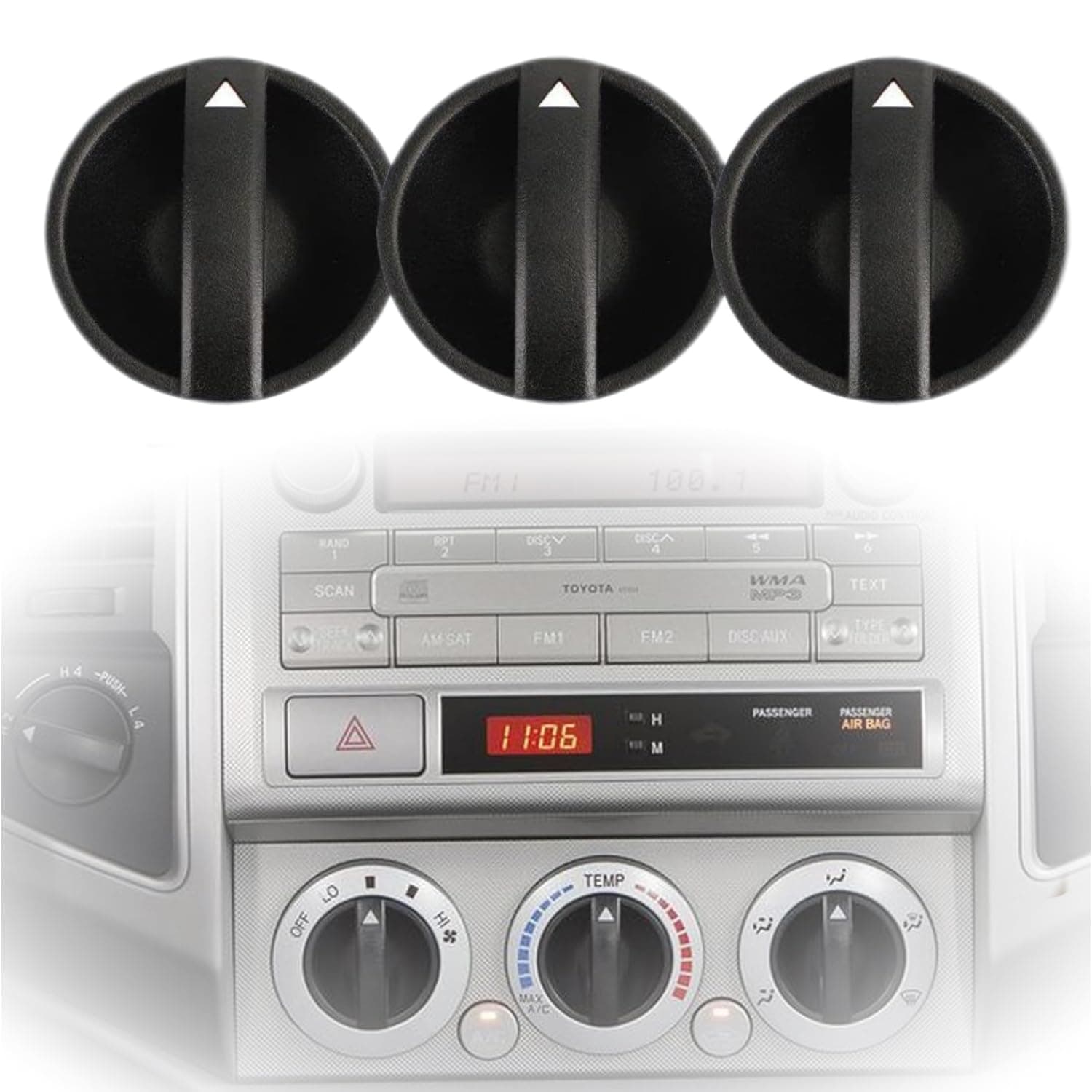 3PCS Control Knob Fan Heater AC Air Conditioner Control Switch Knobs for Toyota Tacoma 2005-2011 Temperature Switch HVAC Air Flow Control Knob Automotive Heater 65551820A 55900-04020 55900-04030