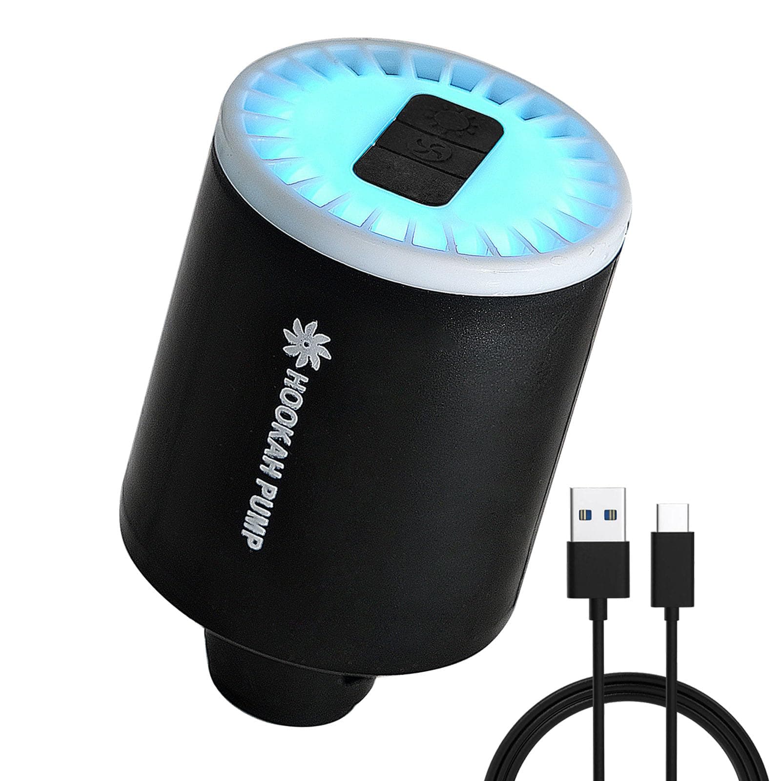 Electric Hookah Pump Kit Mini Portable Starter Coal Burner Helper With Led Light 1300 Mah Rechargeable Battery Blower Accessories