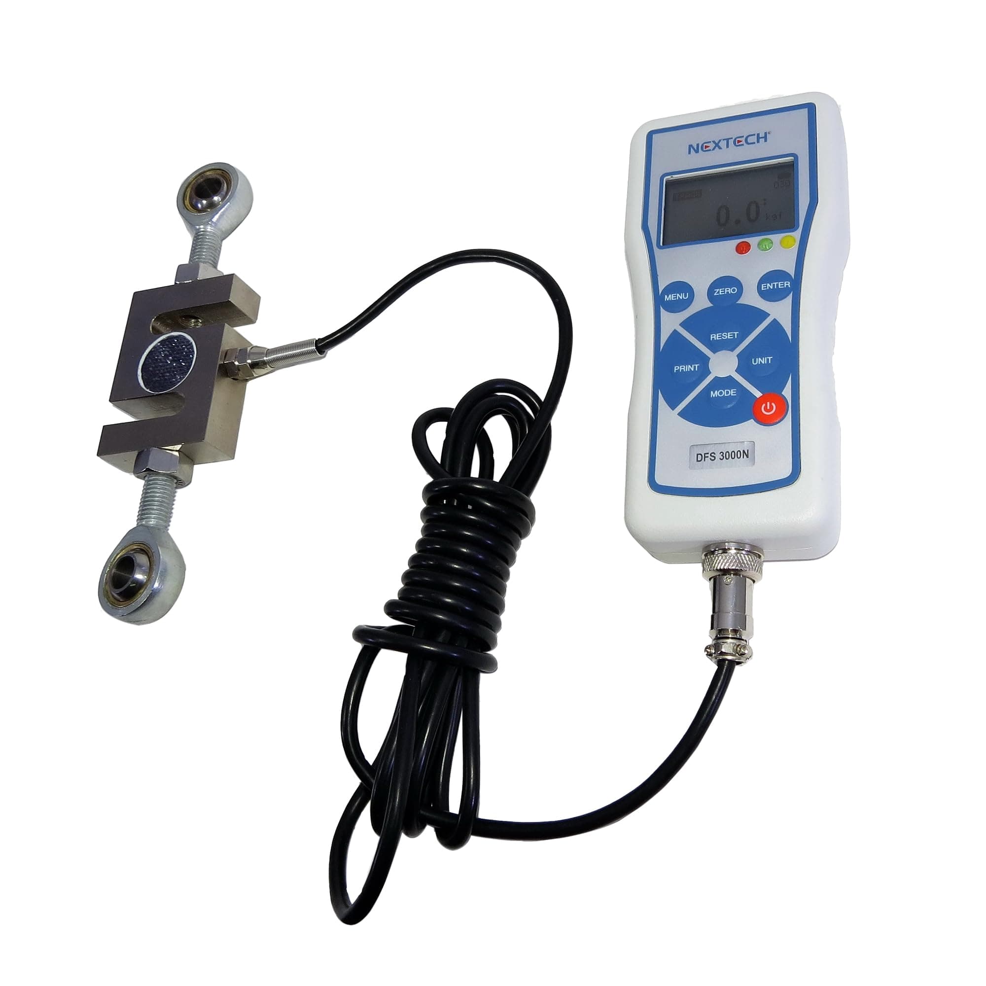 Nextech DFS-X Digital Force Gauge with External, S-Beam Load Cell, 5N to 20,000N, Peak/Track Mode, Invert Display, Pass/Fail LED, USB Output, Back-Lit Graphic LCD, Metal Enclosure (5N, DFS-X)