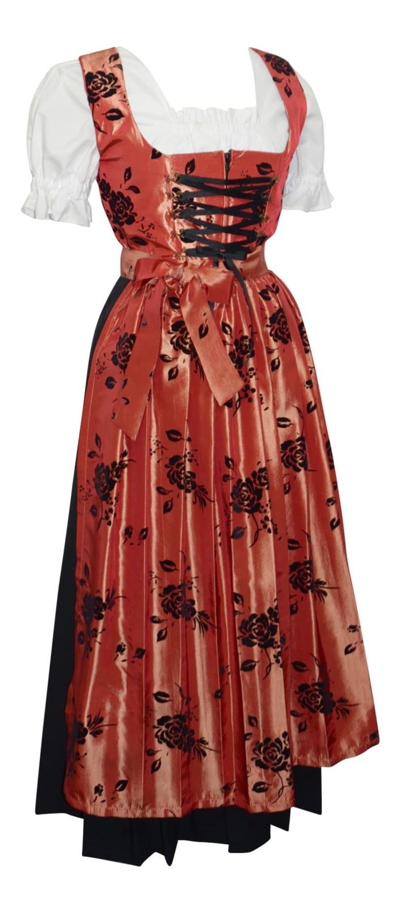 3 Piece Long Black German Dirndl Dress